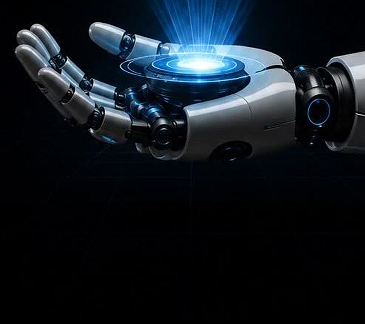 Robotic hand projecting a holographic interface